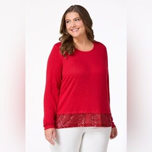 Red Sequin Holiday Sparkly Top Plus size 26-28